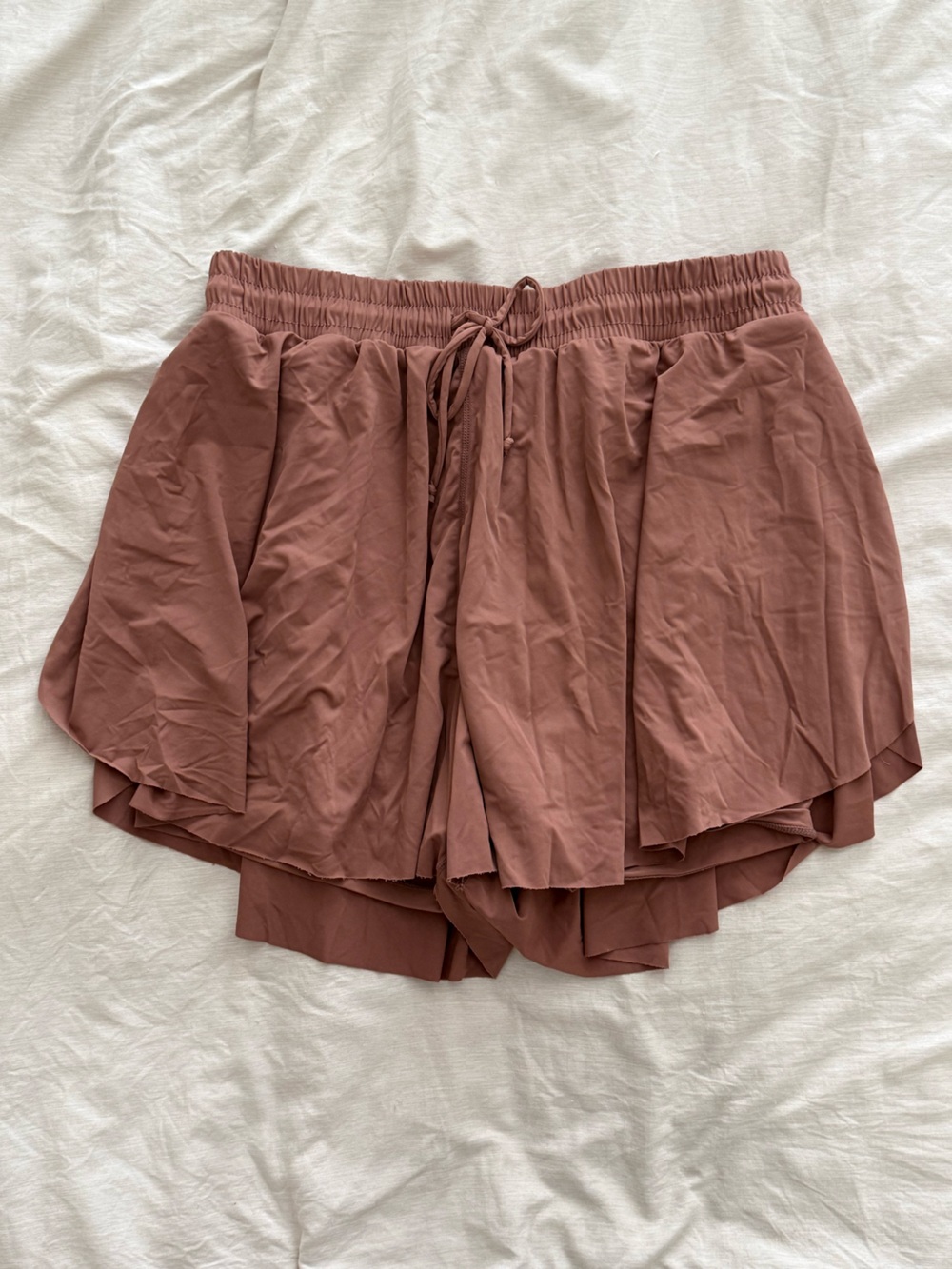 Pink Lily Terracotta Layered Drawstring Shorts